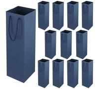 SENJEOK Lot de 12 sacs à bouteille de vin bleu avec poignée pour fête, mariage, loisirs créatifs, 9 x 9,5 x 35 cm