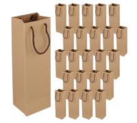 SENJEOK Lot de 24 sacs cadeaux en papier kraft avec poignées en corde, réutilisables, marron, pour fêtes, mariages, projets de bricolage, 9 x 9,5 x 35 cm