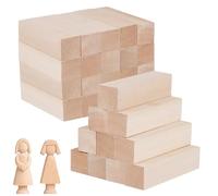 SENJEOK Lot de 30 blocs de sculpture en tilleul, 10 x 2,5 x 2,5 cm, blocs de bois tendre brut pour débutants et professionnels