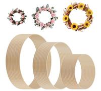 SENJEOK Lot de 30 cerceaux floraux en bois - 3 tailles - Anneaux en bambou macramé - Pour la fabrication de couronnes florales, la décoration de mariage et les travaux manuels à la maison - 20 cm, 26