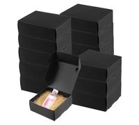 SENJEOK Lot de 40 boîtes cadeaux carrées en papier kraft noir, 10,5 x 10,5 x 4,5 cm, faciles à assembler, pour envoi postal, fêtes, anniversaires, vacances