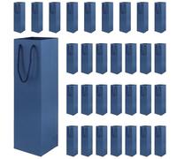 SENJEOK Lot de 40 sacs cadeaux pour bouteille de vin bleu avec poignée pour fête, mariage, loisirs créatifs, 9 x 9,5 x 35 cm