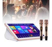 SENJINGHUA Machine de karaoké portable, 47,7 cm, lecteur de karaoké professionnel avec 2 microphones sans fil, téléchargement de chansons en nuage et support multilingue pour la maison, bar, fête, 3