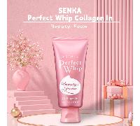 SENKA Perfect Whip Mousse Nettoyante au Collagène 120 g, Nettoyant Visage Hydratant et Nettoyant en Profondeur à l'Essence de Soie et à l'Acide Hyaluronique Double, Régule le Sébum et Maintient l'Hydr