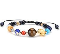 Senlinmu Galaxy Système Solaire Bracelet Tressé Univers Les Neuf Planètes Étoile Pierre Naturelle Perles Bracelets Réglables Bracelets