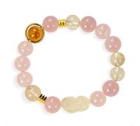 SENLLY Blossom Fortune - Beaded Stretch Bracelet with Rose Quartz, Lemon Quartz & Pixiu Citrine, Handmade Natural Stone Jewelry for Luck, Harmony & Positive Energy