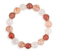 SENLLY Blush Aurora - Beaded Stretch Bracelet with Strawberry Quartz, Pink Hematoid Quartz & Azeztulite, Handcrafted Natural Stone Jewelry for Warm Energy & Soft Radiance