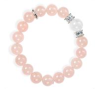 SENLLY Blush Harmony - Beaded Stretch Bracelet with Natural Rose Quartz & White Agate, Handcrafted Natural Stone Jewelry for Love, Calm & Emotional Clarity
