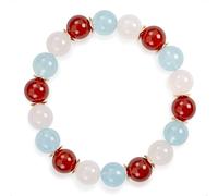 SENLLY Coral Breeze - Beaded Stretch Bracelet with Aquamarine, White Agate & Red Agate, Handcrafted Natural Stone Jewelry for Fresh Clarity & Modern Color Balance