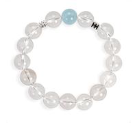 SENLLY Crystal Tide - Beaded Stretch Bracelet with Natural Aquamarine & Clear Quartz, Handcrafted Natural Stone Jewelry for Calm, Clarity & Inner Balance