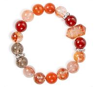 SENLLY Ember Horizon - Beaded Stretch Bracelet with Natural Red Agate, South Red Agate & Hematoid Quartz, Handcrafted Natural Stone Jewelry for Strength, Balance & Vitality