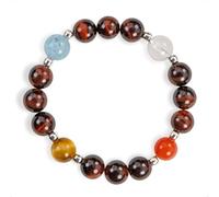 SENLLY Ember Radiance - Beaded Stretch Bracelet with Natural Red Tiger’s Eye, Tiger’s Eye & South Red Agate, Handcrafted Natural Stone Jewelry for Strength, Balance & Clarity