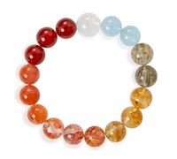 SENLLY Ember Tide - Beaded Stretch Bracelet with Red Agate, South Red Agate, and Citrine, Handmade Natural Stone Jewelry for Vitality, Warmth & Balanced Energy