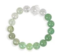 SENLLY Forest Whisper - Beaded Stretch Bracelet with Green Rutilated Quartz, Green Fluorite & Cat Paw Clear Quartz, Handmade Natural Stone Jewelry for Calm & Fresh Energy