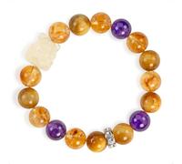 SENLLY Foxfire Radiance - Beaded Stretch Bracelet with Natural Citrine, Amethyst & Tiger’s Eye, Handcrafted Natural Stone Jewelry for Confidence, Intuition & Positive Energy