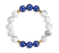 SENLLY Frosted Horizon - Beaded Stretch Bracelet with Howlite & Lapis Lazuli, Handmade Natural Stone Jewelry for Calm, Clarity & Balance