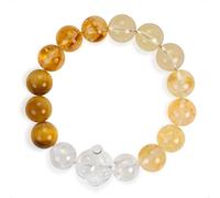 SENLLY Golden Clarity - Beaded Stretch Bracelet with Tiger’s Eye, Citrine & Cat Paw Clear Quartz, Handmade Natural Stone Jewelry for Confidence, Warmth & Clear Energy