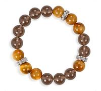 SENLLY Golden Vanguard - Natural Tiger’s Eye & Smoky Quartz Beaded Bracelet, Handcrafted Natural Stone Jewelry for Strength, Stability & Confidence