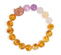 SENLLY Honey Bloom - Beaded Stretch Bracelet with Natural Strawberry Quartz, Citrine & Kunzite, Handcrafted Natural Stone Jewelry for Joy, Love & Emotional Harmony