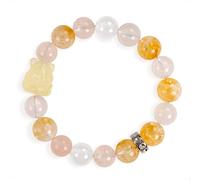 SENLLY Honey Blossom Fox - Beaded Stretch Bracelet with Natural Citrine, Rose Quartz & Clear Quartz, Handcrafted Natural Stone Jewelry for Love, Joy & Positive Energy
