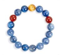 SENLLY Horizon Nova - Beaded Stretch Bracelet with Natural Kyanite, Red Agate & Gold Tiger’s Eye, Handcrafted Natural Stone Jewelry for Strength, Focus & Energy