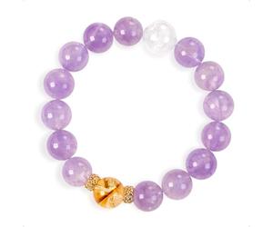 SENLLY Lavender Dawn Glow - Beaded Bracelet with Natural Lavender Amethyst, Citrine & White Agate, Handcrafted Natural Stone Jewelry for Calm, Balance & Gentle Radiance