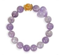 SENLLY Lavender Glow - Beaded Stretch Bracelet with Amethyst & Citrine, Handcrafted Natural Stone Jewelry for Calm, Clarity & Positivity
