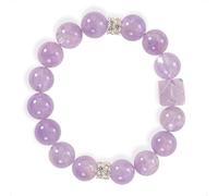 SENLLY Lavender Serenity - Handmade Lavender Amethyst Bracelet with Faceted Cube Accent, Natural Stone Jewelry