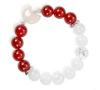 SENLLY Lunar Grace - Natural Red Agate & White Agate Beaded Bracelet, Handcrafted Natural Stone Jewelry for Calm, Strength & Emotional Balance