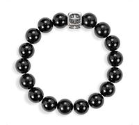 SENLLY Midnight Clarity - Beaded Stretch Bracelet with Black Agate, Handcrafted Natural Stone Jewelry for Grounding, Balance & Focus