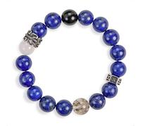 SENLLY Midnight Crest - Beaded Stretch Bracelet with Natural Lapis Lazuli, White Agate & Black Gold Super Seven, Handcrafted Natural Stone Jewelry for Strength, Balance & Modern Style