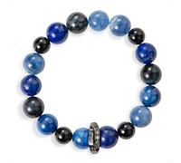 SENLLY Midnight Insight - Beaded Stretch Bracelet with Natural Lapis Lazuli, Kyanite, Blue Tiger’s Eye & Black Agate, Handcrafted Natural Stone Jewelry for Clarity, Focus & Confidence