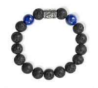 SENLLY Midnight Pulse - Beaded Stretch Bracelet with Lava Rock & Lapis Lazuli, Handcrafted Natural Stone Jewelry for Grounding, Balance & Clarity