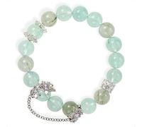 SENLLY Mint Dew Serenity - Beaded Stretch Bracelet with Natural Green Fluorite & Green Rutilated Quartz, Handcrafted Natural Stone Jewelry for Clarity, Calm & Gentle Healing