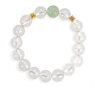 SENLLY Misty Clarity - Beaded Stretch Bracelet with Natural Green Fluorite & Clear Quartz, Handcrafted Natural Stone Jewelry for Calm, Clarity & Inner Balance