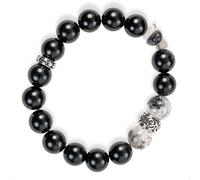 SENLLY Monochrome Muse - Black Agate Bracelet with Picasso Jasper Accents, Handcrafted Natural Stone Jewelry for Balance, Clarity & Modern Minimalism