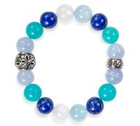 SENLLY Ocean Insight - Beaded Stretch Bracelet with Natural Lapis Lazuli, Aquamarine & Amazonite, Handcrafted Natural Stone Jewelry for Clarity, Calm & Balance