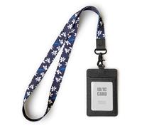 SENLLY Porte badge D'identification avec Courroie Lanière Tour de Cou, ID Porte cartes en Cuir PU et Cordon Amovible, 2 Fentes pour Cartes et 1 Fenêtre D'identification Transparente