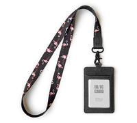 SENLLY Porte badge D'identification avec Courroie Lanière Tour de Cou, ID Porte cartes en Cuir PU et Cordon Amovible, 2 Fentes pour Cartes et 1 Fenêtre D'identification Transparente