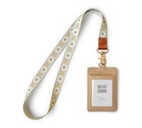 SENLLY Porte badge D'identification avec Courroie Lanière Tour de Cou, ID Porte cartes en Cuir PU et Cordon Amovible, 2 Fentes pour Cartes et 1 Fenêtre D'identification Transparente