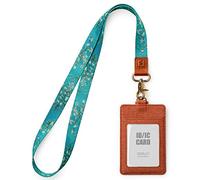 SENLLY Porte badge D'identification avec Courroie Lanière Tour de Cou, ID Porte cartes en Cuir PU et Cordon Amovible, 2 Fentes pour Cartes et 1 Fenêtre D'identification Transparente