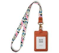 SENLLY Porte badge D'identification avec Courroie Lanière Tour de Cou, ID Porte cartes en Cuir PU et Cordon Amovible, 2 Fentes pour Cartes et 1 Fenêtre D'identification Transparente