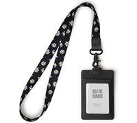 SENLLY Porte badge D'identification avec Courroie Lanière Tour de Cou, ID Porte cartes en Cuir PU et Cordon Amovible, 2 Fentes pour Cartes et 1 Fenêtre D'identification Transparente