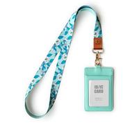 SENLLY Porte badge D'identification avec Courroie Lanière Tour de Cou, ID Porte cartes en Cuir PU et Cordon Amovible, 2 Fentes pour Cartes et 1 Fenêtre D'identification Transparente