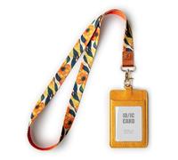 SENLLY Porte badge D'identification avec Courroie Lanière Tour de Cou, ID Porte cartes en Cuir PU et Cordon Amovible, 2 Fentes pour Cartes et 1 Fenêtre D'identification Transparente