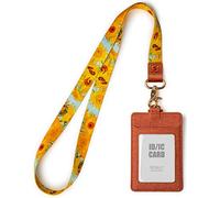 SENLLY Porte badge D'identification avec Courroie Lanière Tour de Cou, ID Porte cartes en Cuir PU et Cordon Amovible, 2 Fentes pour Cartes et 1 Fenêtre D'identification Transparente