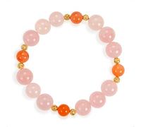 SENLLY Rose Dawn - Beaded Stretch Bracelet with Natural Rose Quartz & South Red Agate, Handcrafted Natural Stone Jewelry for Love, Harmony & Emotional Clarity