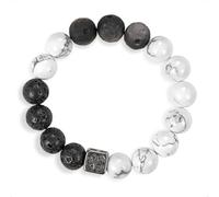 SENLLY Shadow Axis - Beaded Stretch Bracelet with Natural Lava Rock, Howlite & Silver Obsidian, Handcrafted Natural Stone Jewelry for Strength, Clarity & Grounding