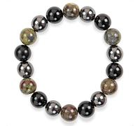 SENLLY Shadow Guardian - Beaded Stretch Bracelet with Natural Dragon Bloodstone, Black Agate & Hematite, Handcrafted Natural Stone Jewelry for Strength, Grounding & Clarity