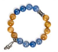 SENLLY Solar Current - Beaded Stretch Bracelet with Natural Kyanite & Gold Tiger’s Eye, Handcrafted Natural Stone Jewelry for Strength, Focus & Vitality
